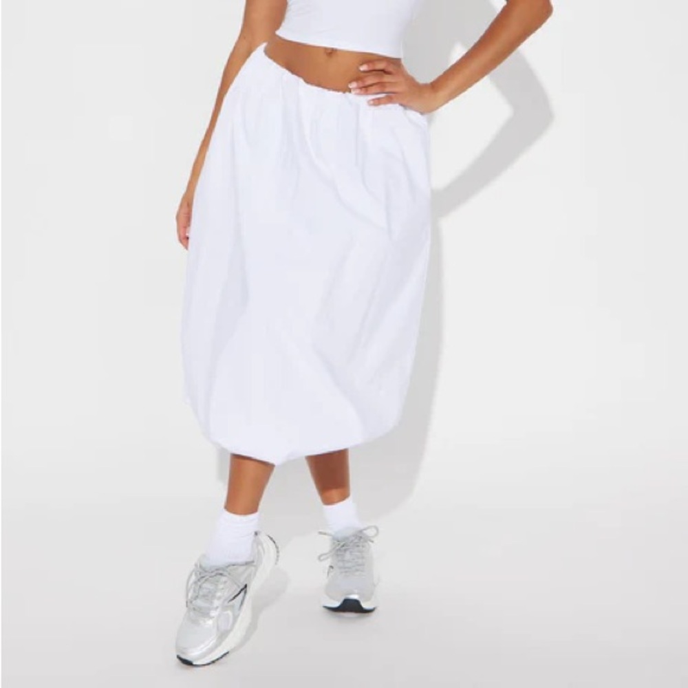 Fashion Nova White Midi Skirt